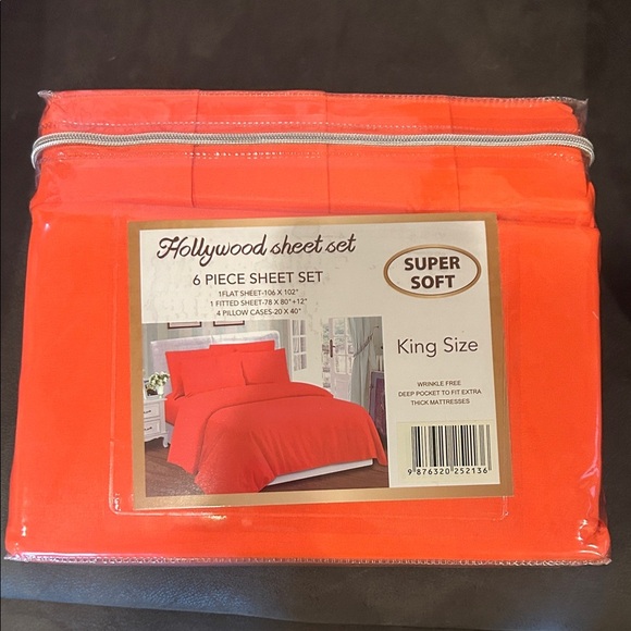 hollywood sheets Other - Super Soft King Size Orange Sheet Set NWT